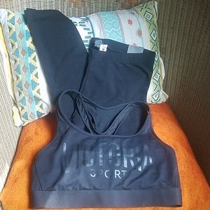 Victoria's Secret Black Leggings Sports Bra Medium